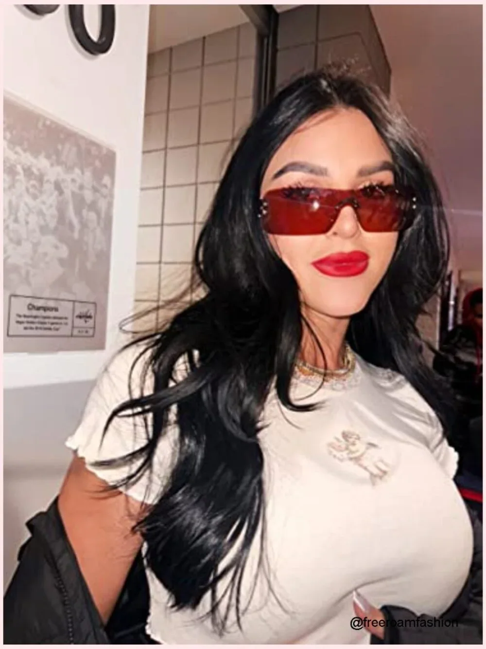 Retro Rimless Rectangle Sunglasses Unisex Vintage Flame Metal Frameless Eyewear